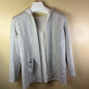 Camaieu Women's‎ Gray Hooded Open Cardigan Jacket Size Large Mid-Length Casual